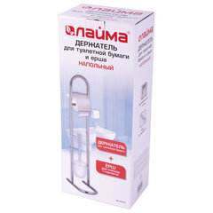 Ершик для унитаза СТОЙКА + держатель туалетной бумаги, сталь/<wbr/>пластик, зеркальный, LAIMA, 607433