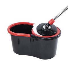 Швабра с отжимом и ведром 7л/<wbr/>5л отжим центрифуга / рукоятка, 2 круглые насадки, крепление кольцо, черный, LAIMA 607487