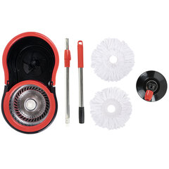 Швабра с отжимом и ведром 7л/<wbr/>5л отжим центрифуга / рукоятка, 2 круглые насадки, крепление кольцо, черный, LAIMA 607487