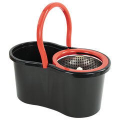 Швабра с отжимом и ведром 7л/<wbr/>5л отжим центрифуга / рукоятка, 2 круглые насадки, крепление кольцо, черный, LAIMA 607487