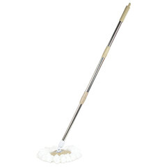 Швабра с отжимом и ведром 7л/<wbr/>5л, отжим центрифуга / рукоятка, 2 круглые насадки, крепление кольцо, бежевый, LAIMA, 607488