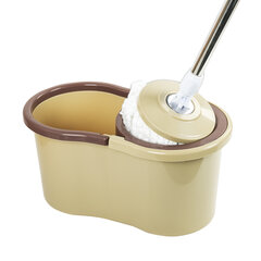 Швабра с отжимом и ведром 7л/<wbr/>5л, отжим центрифуга / рукоятка, 2 круглые насадки, крепление кольцо, бежевый, LAIMA, 607488