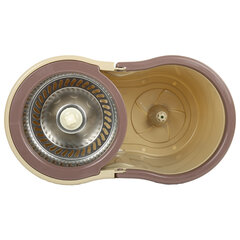 Швабра с отжимом и ведром 7л/<wbr/>5л, отжим центрифуга / рукоятка, 2 круглые насадки, крепление кольцо, бежевый, LAIMA, 607488