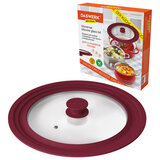 Крышка для любой сковороды и кастрюли универсальная 3 размера (22-24-26 см) бордовая, DASWERK (ДАСВЕРК), 607587