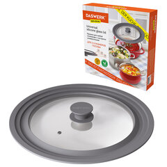 Крышка для любой сковороды и кастрюли универсальная 3 размера (22-24-26 см) серая, DASWERK (ДАСВЕРК), 607588