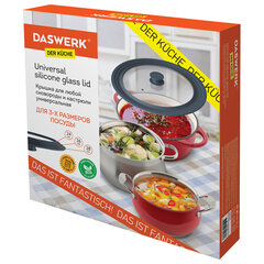 Крышка для любой сковороды и кастрюли универсальная 3 размера (24-26-28 см) антрацит, DASWERK (ДАСВЕРК), 607589