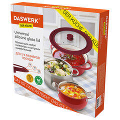 Крышка для любой сковороды и кастрюли универсальная 3 размера (24-26-28 см) бордовая, DASWERK (ДАСВЕРК), 607590