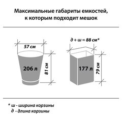 Мешки для мусора 190 л черные в рулоне 10 шт., ПВД 23 мкм, 90&times;120 см, ЛЮБАША &laquo;эконом ПЛЮС&raquo;, 607681