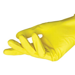 Перчатки МНОГОРАЗОВЫЕ латексные AVIORA, хлопчатобумажное напыление, размер 6,5-7, S (малый), желтые, вес 33 г, 402-566