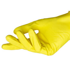 Перчатки МНОГОРАЗОВЫЕ латексные AVIORA, хлопчатобумажное напыление, размер 9-10, XL (очень большой), желтые, вес 38 г, 402-569