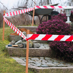 Лента оградительная сигнальная красно-белая, 50 мм х 200 м, СТАНДАРТ, основа полиэтилен