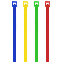 Стяжки (хомуты) нейлоновые сверхпрочные ЦВЕТНЫЕ в тубе 2,5&times;200 мм, КОМПЛЕКТ 200 шт., SONNEN, 607925