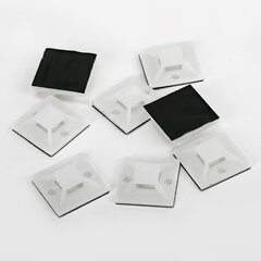 Площадка самоклеящаяся для крепления стяжки (хомута) 25&times;25 мм, КОМПЛЕКТ 100 штук, белая, SONNEN, 607926