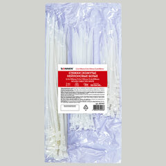 Стяжки (хомуты) нейлоновые сверхпрочные НАБОР 150 шт. (2,5&times;100/<wbr/>150 мм; 3,6&times;200 мм), белые, SONNEN, 607927