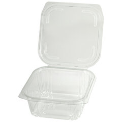 Одноразовый контейнер квадратный 1000 мл С КРЫШКОЙ ЮП-РКСП, КОМПЛЕКТ 300 шт., прозрачный ПЭТ