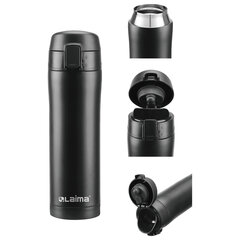 Термокружка 470 мл из нержавеющей стали SUS304, безграничный черный матовый, LAIMA, 608080