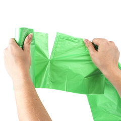 Мешки для мусора биоразлагаемые 60 л, зеленые, рулон 20 шт., ПНД 15 мкм, 60&times;70 см, ЛЮБАША, 608099