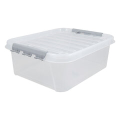 Ящик-контейнер 23 л с КРЫШКОЙ НА ЗАЩЕЛКАХ &laquo;ПРОФИ&raquo;, 18&times;50&times;39 см, штабелируемый, ПРОЧНЫЙ, прозрачный