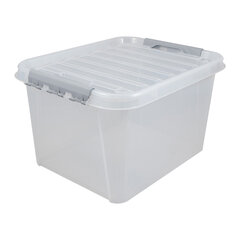 Ящик-контейнер 36 л с КРЫШКОЙ НА ЗАЩЕЛКАХ &laquo;ПРОФИ&raquo;, 29&times;50&times;39 см штабелируемый, ПРОЧНЫЙ, прозрачный