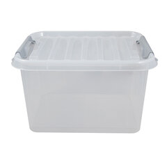 Ящик-контейнер 36 л с КРЫШКОЙ НА ЗАЩЕЛКАХ &laquo;ПРОФИ&raquo;, 29&times;50&times;39 см штабелируемый, ПРОЧНЫЙ, прозрачный