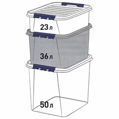 Ящик-контейнер 36 л с КРЫШКОЙ НА ЗАЩЕЛКАХ &laquo;ПРОФИ&raquo;, 29&times;50&times;39 см штабелируемый, ПРОЧНЫЙ, прозрачный