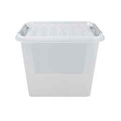 Ящик-контейнер 50 л с КРЫШКОЙ НА ЗАЩЕЛКАХ &laquo;ПРОФИ&raquo;, 40&times;50&times;39 см, штабелируемый, ПРОЧНЫЙ, прозрачный
