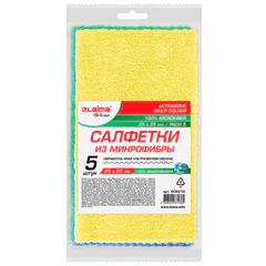 Салфетки из МИКРОФИБРЫ 25&times;25 см, КОМПЛЕКТ 5 шт., ULTRASONIC MULTI COLOUR, 220 г/<wbr/>м<sup>2</sup>, LAIMA HOME, 608216