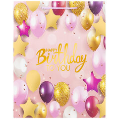 Пакет подарочный (1 штука) 26&times;13&times;32 см, ЗОЛОТАЯ СКАЗКА &laquo;Happy Birthday&raquo;, фольга, розовый, 608238
