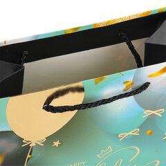 Пакет подарочный (1 штука) 18&times;10&times;23 см, ЗОЛОТАЯ СКАЗКА &laquo;Happy Birthday&raquo;, фольга, бирюзовый, 608239