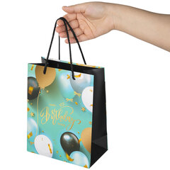 Пакет подарочный (1 штука) 18&times;10&times;23 см, ЗОЛОТАЯ СКАЗКА &laquo;Happy Birthday&raquo;, фольга, бирюзовый, 608239