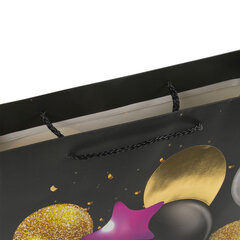 Пакет подарочный (1 штука) 33&times;13&times;45 см, ЗОЛОТАЯ СКАЗКА &laquo;Happy Birthday&raquo;, фольга, черный, 608240