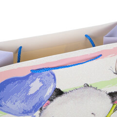 Пакет подарочный (1 штука) 26&times;13&times;32 см, ЗОЛОТАЯ СКАЗКА &laquo;Lovely Panda&raquo;, глиттер, белый с голубым, 608241