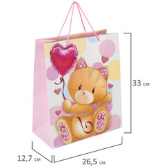 Пакет подарочный (1 штука) 26&times;13&times;32 см, ЗОЛОТАЯ СКАЗКА &laquo;Lovely Kitty&raquo;, глиттер, белый/<wbr/>розовый, 608242