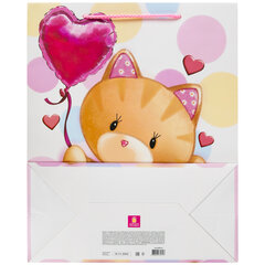 Пакет подарочный (1 штука) 26&times;13&times;32 см, ЗОЛОТАЯ СКАЗКА &laquo;Lovely Kitty&raquo;, глиттер, белый/<wbr/>розовый, 608242