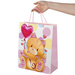 Пакет подарочный (1 штука) 26&times;13&times;32 см, ЗОЛОТАЯ СКАЗКА &laquo;Lovely Kitty&raquo;, глиттер, белый/<wbr/>розовый, 608242