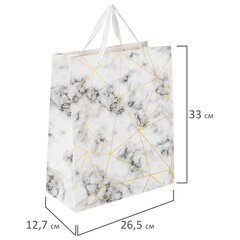 Пакет подарочный (1 штука) 26&times;13&times;33 см, ЗОЛОТАЯ СКАЗКА &laquo;Golden Marble&raquo;, тиснение фольгой, 608251