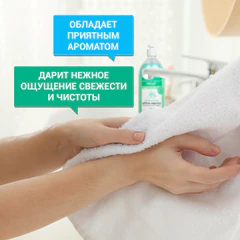 Мыло-крем жидкое с АНТИБАКТЕРИАЛЬНЫМ ЭФФЕКТОМ 1 л ЗОЛОТОЙ ИДЕАЛ "Холодная мята", дозатор, 608285