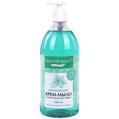 Мыло-крем жидкое с АНТИБАКТЕРИАЛЬНЫМ ЭФФЕКТОМ 1 л ЗОЛОТОЙ ИДЕАЛ &laquo;Холодная мята&raquo;, дозатор, 608285