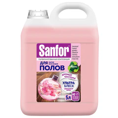 Средство для мытья пола 5 л, SANFOR &laquo;Цветочный фреш&raquo;, &laquo;ультраблеск&raquo;