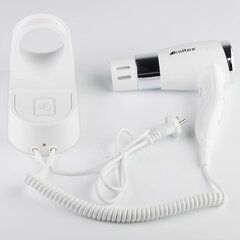 Фен для волос настенный KSITEX F-1600 W, 1600 Вт, пластик/<wbr/>металл, 2 скорости, белый