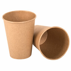 Стакан одноразовый бумажный 350/<wbr/>410 мл, D 90 мм, КОМПЛЕКТ 50 шт., однослойный, холодное/<wbr/>горячее, LAIMA ECO CRAFT, 608370