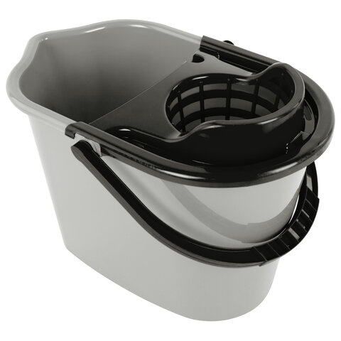 Ведро 10 л для уборки КОМПЛЕКТ с ОТЖИМОМ для веревочных и ленточных МОПов, 24х35х24 см, YORK, 70020