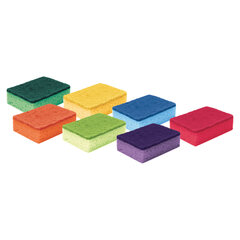 Губки для посуды 10&times;7&times;3 см, КОМПЛЕКТ 7 шт., MAXI, поролон с абразивным слоем, COLOR, YORK, 30180