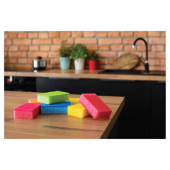 Губки для посуды 10&times;7&times;3 см, КОМПЛЕКТ 7 шт., MAXI, поролон с абразивным слоем, COLOR, YORK, 30180