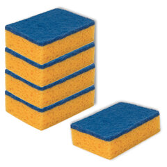 Губки для посуды 10&times;7,5&times;3 см, КОМПЛЕКТ 5 шт., MAXI, поролон с абразивным слоем, PREMIUM, YORK, 30300