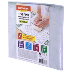Коврик силиконовый для раскатки/<wbr/>запекания 40&times;60 см, зеленый, ПОДАРОК пластиковый нож, DASWERK (ДАСВЕРК), 608426