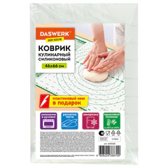 Коврик силиконовый для раскатки/<wbr/>запекания 46&times;66 см, зеленый, ПОДАРОК пластиковый нож, DASWERK (ДАСВЕРК), 608428
