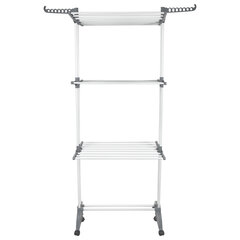 Сушилка напольная для белья раскладная МНОГОФУНКЦИОНАЛЬНАЯ, 3 уровня, на колесах, &laquo;Super Compact&raquo;, СКЛАДНОЕ ОСНОВАНИЕ, LAIMA HOME, 608462