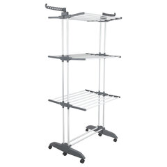 Сушилка напольная для белья раскладная МНОГОФУНКЦИОНАЛЬНАЯ, 3 уровня, на колесах, &laquo;Super Compact&raquo;, СКЛАДНОЕ ОСНОВАНИЕ, LAIMA HOME, 608462