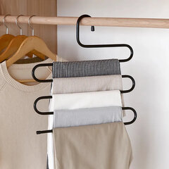 Вешалка для брюк и одежды &laquo;ЗМЕЙКА&raquo;, КОМПЛЕКТ 2 шт., 5 секций, размер 34&times;36 см, черные, BRABIX, 608464